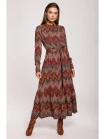 S291 Maxi šaty s aztéckou potlačou - model 1 S291 Maxi šaty s aztéckou potlačou - model 1
