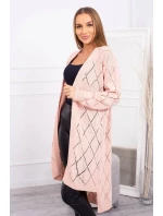 Sveter s geometrickým vzorom púdrovo ružový