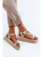Dámske sandále na platforme Big Star - béžové