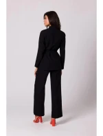 Dámske sako s opaskom na zaväzovanie B253 Black - BeWear