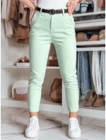 Dámske bavlnené nohavice slim fit s opaskom TAIRONIK mint FashionStreet UY2541