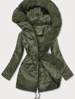 Dámska parka s kožušinou army (5m762-136)