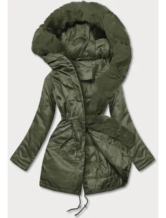 Dámska parka s kožušinou army (5m762-136)
