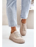 Ocieplane Sneakersy Damskie Big Star MM274618 Beżowe