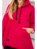 Zateplená mikina s dlhým chrbtom a kapucňou fuchsiová Zateplená mikina s dlhým chrbtom a kapucňou fuchsiová