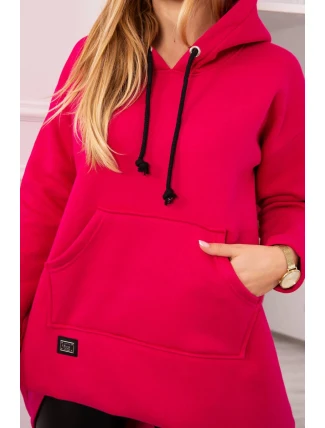Zateplená mikina s dlhým chrbtom a kapucňou fuchsiová Zateplená mikina s dlhým chrbtom a kapucňou fuchsiová