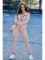 Set 3 v 1 mikina + top + nohavice svetlo béžová