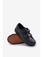 Dziecięce Skórzane Trampki Na Rzep BIG STAR KK374054 Czarne