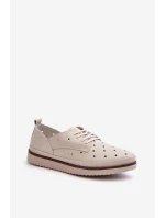 Skórzane Półbuty Damskie Beżowe S.Barski LR182