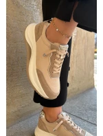 Zamszowe Sneakersy Damskie Na Platformie Big Star RR274A345 HI-POLY SYSTEM Ciemnobeżowe