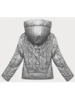 Šedá krátka dámska prešívaná bunda (B8185-9)