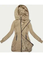Dámska bunda v pieskovej farbe s kapucňou pre prechodné obdobie (2M-017) Dámska bunda v pieskovej farbe s kapucňou pre prechodné obdobie (2M-017)