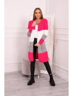 Pruhovaný sveter malinová + ružová