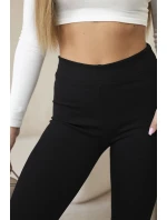 Dámske rebrované legíny s vysokým pásom čierne Dámske rebrované legíny s vysokým pásom čierne