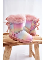 Dziecięce Ocieplane Botki Z Kokardkami Śniegowce Wielokolorowe Funky