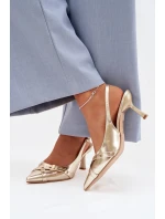 Dámské sandály na podpatku s řemínky a přezkou Zlaté Parina