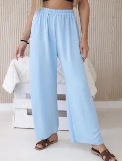 Dámske nohavice so širokými nohavicami 29400 Svetlomodrá - K-Fashion