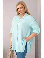 Bavlnená mušelínová košeľa Plus Size 65622 Mint - Kesi