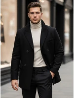 Pánsky čierny kabát FashionStreet CX0433 Pánsky čierny kabát FashionStreet CX0433
