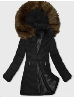 Dámska bunda s kapucňou J Style Black and Beige (16M9121-392B)