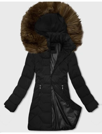 Dámska bunda s kapucňou J Style Black and Beige (16M9121-392B)