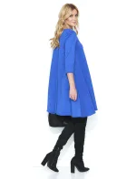 Dámske šaty na denné nosenie vo voľnom strihu stredne dlhé modré - Modrá - Makadamové