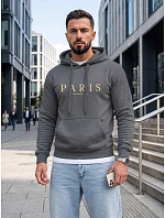 Pánska mikina s kapucňou a potlačou PARIS, tmavošedá, FashionStreet NX5147BX Pánska mikina s kapucňou a potlačou PARIS, tmavošedá, FashionStreet NX5147BX