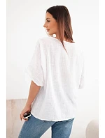 Dámska bavlnená blúzka oversize s krátkymi rukávmi biela Dámska bavlnená blúzka oversize s krátkymi rukávmi biela