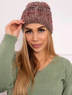 Fleecová čiapka Melisa K241 vínová + béžová