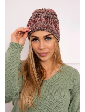 Fleecová čiapka Melisa K241 vínová + béžová