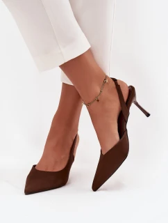 Szpilki Z Odkrytymi Piętami Czekoladowe Lenira