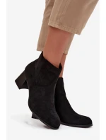Dámské kotníkové boty na podpatku Eko semiš Černé Marilou