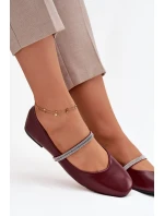 Dámské baleríny s lesklými pásky Bordó Ilirene