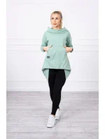 Mikina s kapucňou s dlhým zadným dielom tmavo mätová Mikina s kapucňou s dlhým zadným dielom tmavo mätová