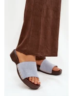 Dámské pantofle se zlatými sponami modré Ferinna