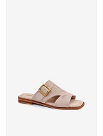 Dámske semišové topánky na plochom podpätku s prackou Big Star TT274476 Beige Dámske semišové topánky na plochom podpätku s prackou Big Star TT274476 Beige