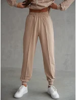 Béžová dámska tepláková súprava - mikina so stojačikom a nohavice (82162) Béžová dámska tepláková súprava - mikina so stojačikom a nohavice (82162)