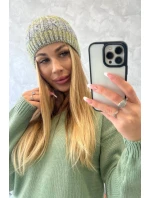 Fleecová čiapka Melisa K241 sivá+olivová