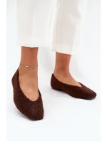 Baleriny Damskie Z Futerkiem Typu Baranek Czekoladowe Zimira