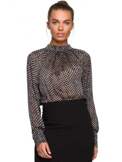 S235 Šifónová blúzka so zaväzovaním na chrbte - model 1