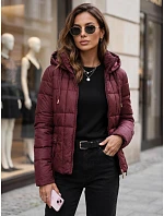 Dámska prešívaná bunda s kapucňou, bordová, FashionStreet TY5859 Dámska prešívaná bunda s kapucňou, bordová, FashionStreet TY5859