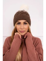 Fleecová čiapka Ilona K218 cappuccino+ecru