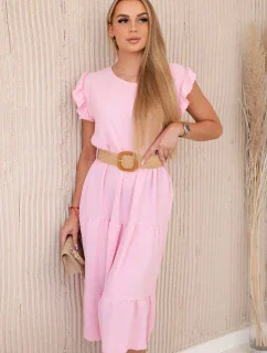 šaty s volánikmi svetloružové