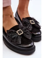 Damskie Lakierowane Mokasyny Z Kokardą Laura Messi 2786 Czarne
