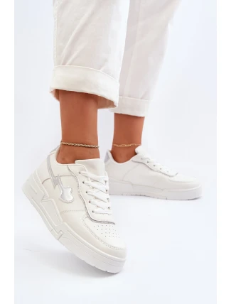 Sneakersy Damskie Na Platformie Białe Zeparine