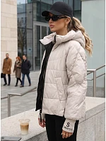 Dámska prešívaná bunda s kapucňou, svetlo béžová, FashionStreet TY5761