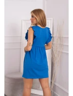 Šaty s volánikmi na bokoch nevädzovo modrej farby