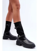 Damskie Kozaki Ze Skarpetą Czarne Abroze