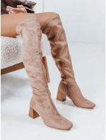 Dámske semišové béžové čižmy FashionStreet ZY1244