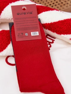 Pánské vánoční ponožky S nápisem A Usmívajícím se Santa Klausem Tmavě šedé